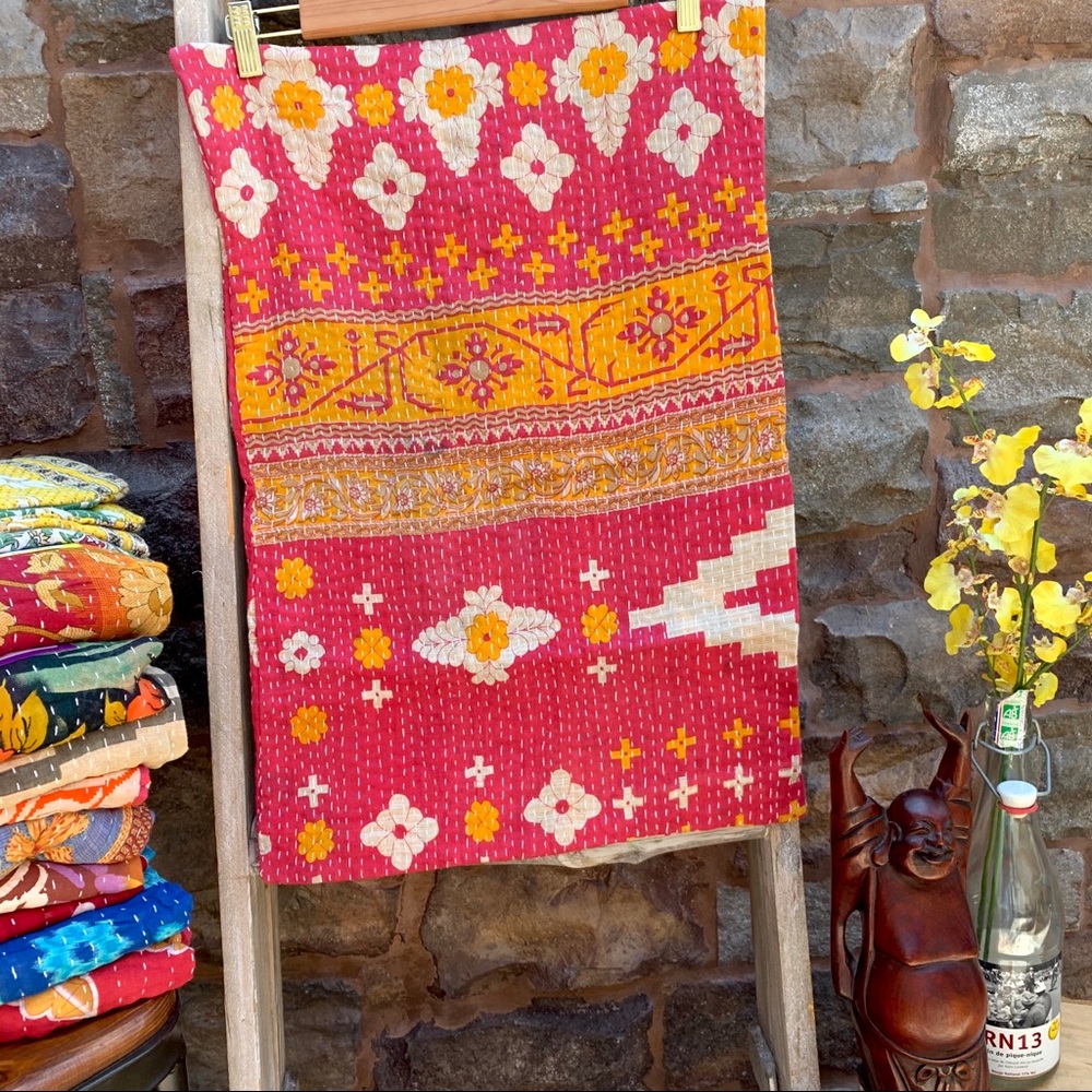 ✨VINTAGE KANTHA SARI BOHO PILLOW CUSHION COVER